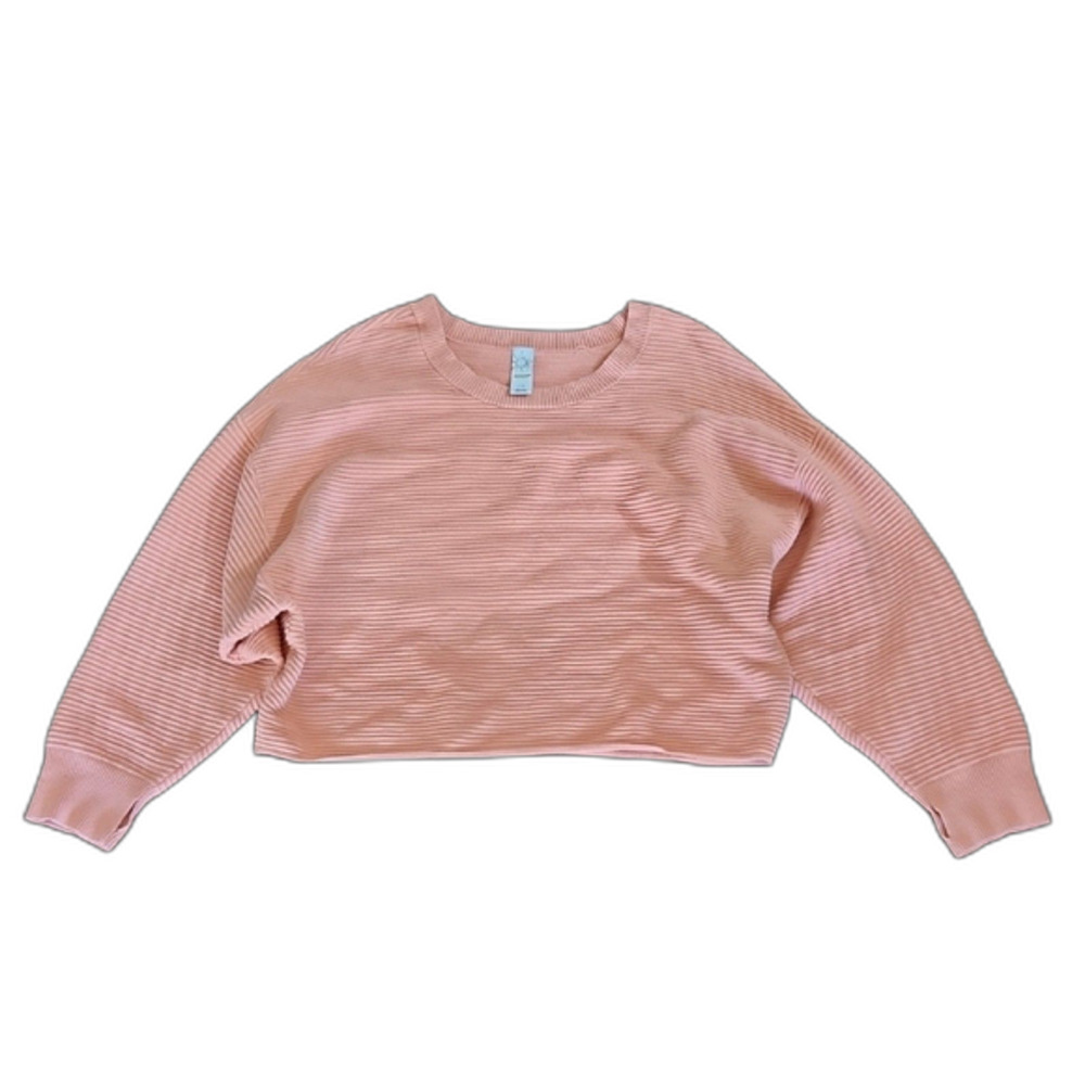 Offline by Aerie Ribbed Cropped Sweatshirt, Salmon Pink, Size L